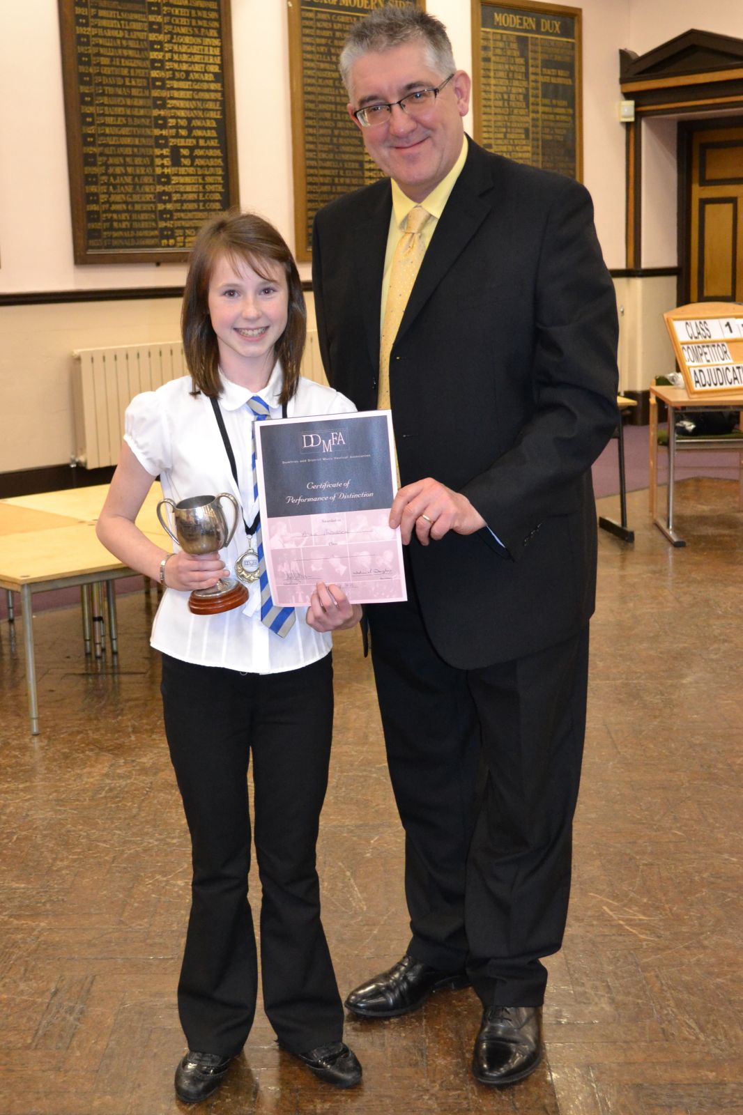 Class 15 winner Mollie Anderson with adjudicator Jim Gibson
