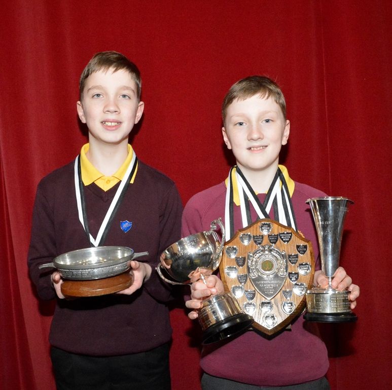 Luke and John McKay Penpont PS with their trophies